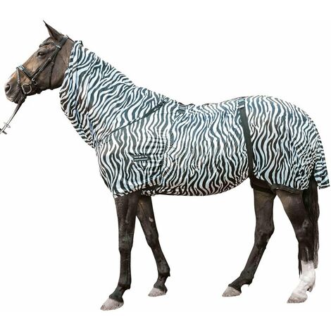 Coperta in rete antimosche con collo e copripancia modello Zebra: 165 cm, Bianco/Nero (1291)
