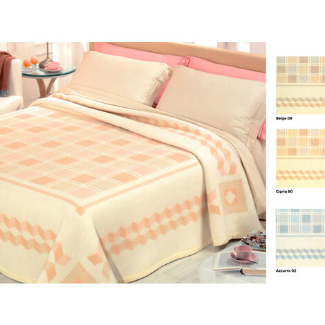Coperta Jacquard Piazzata In Misto Lana Modello Charme, misura2 PiazzecoloreCipria 90