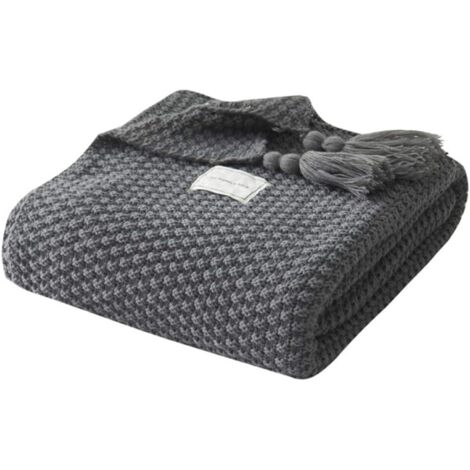 Coperta lavorata a maglia, coperta lavorata a maglia nordica fatta a mano, morbida coperta alla moda per divano, copriletto, grigio-110X240CM-