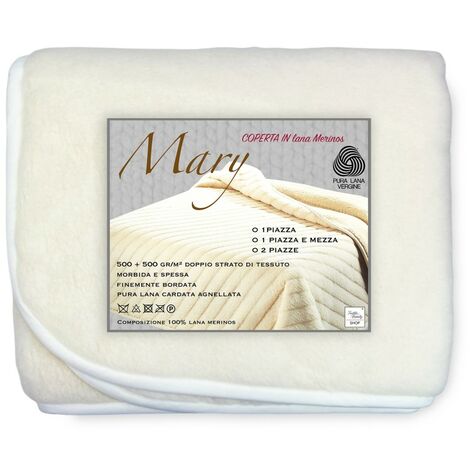 COPERTA MARY in vera LANA MERINOS 1000 gr. Pura lana vergine 1 PIAZZA