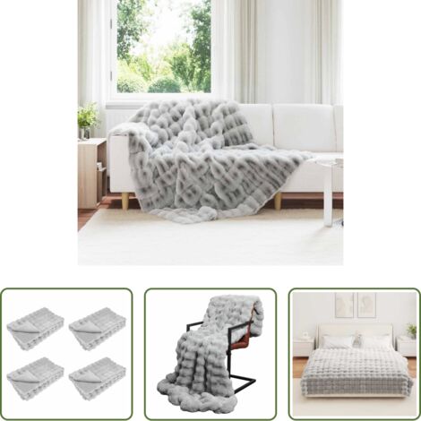Coperta morbida -  Coperta antiscivolo in finta di coniglio Olite 4 pcs Grigio