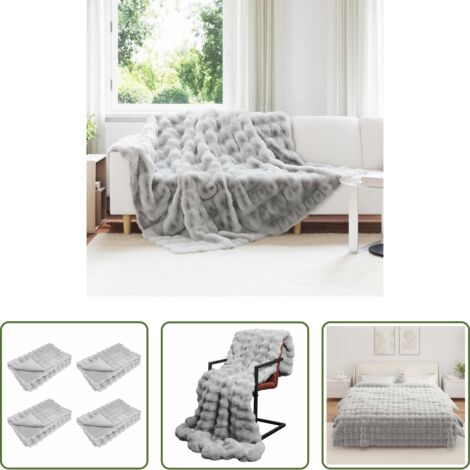 Coperta morbida -  Coperta antiscivolo in finta di coniglio Olite 4 pcs Grigio