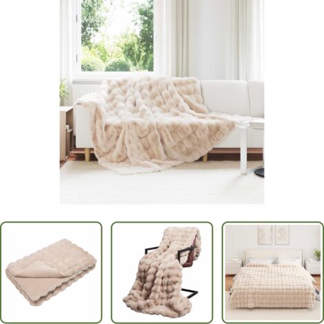 Coperta morbida -  Coperta antiscivolo in finta di coniglio Olite Beige Poliestere