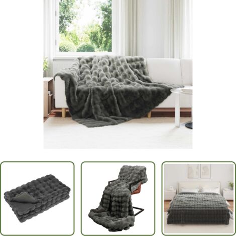 Coperta morbida -  Coperta antiscivolo in finta di coniglio Olite Grigio scuro