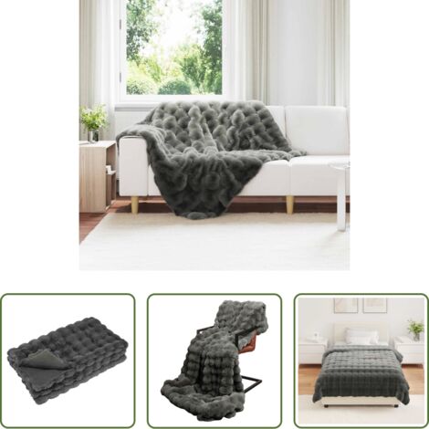 Coperta morbida -  Coperta antiscivolo in finta di coniglio Olite Grigio scuro