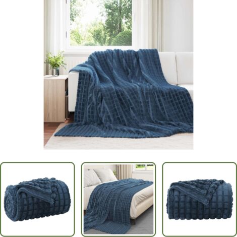 Coperta morbida -  Coperta Blu navy 240 x 220 cm Panno