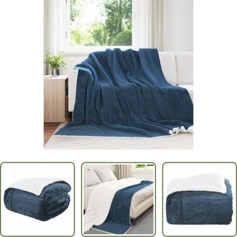 Coperta morbida -  Coperta Blu navy 240 x 270 cm Panno