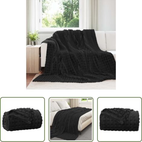 Coperta morbida -  Coperta Nero 240 x 220 cm Panno