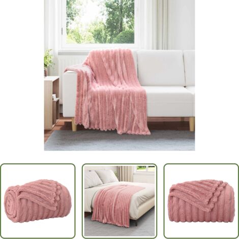 Coperta morbida -  Coperta Rosa 150 x 130 cm Panno