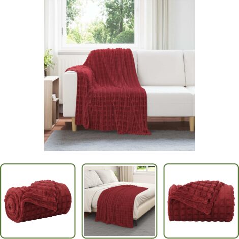 Coperta morbida -  Coperta Rosso Bordeaux 150 x 130 cm Panno
