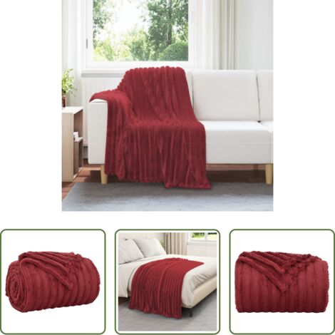 Coperta morbida -  Coperta Rosso Bordeaux 150 x 130 cm Panno
