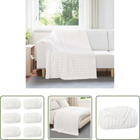 Coperta morbida -  Coperte da Pile 6 pcs Bianco 200 x 150 cm Panno