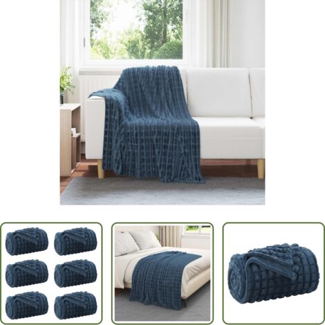 Coperta morbida - Coperte da Pile 6 pcs Blu navy 150 x 130 cm Panno