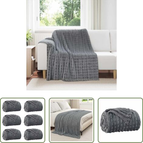 Coperta morbida -  Coperte da Pile 6 pcs Grigio scuro 200 x 150 cm Panno