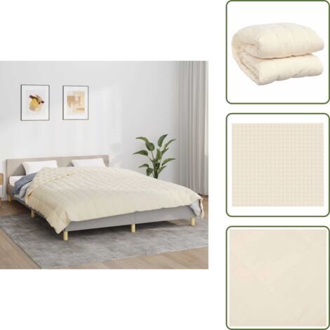 Coperta morbida - vidaXL Coperta Ponderata Crema Chiaro 200x225 cm 13 kg Tessuto - Coperta per la mente