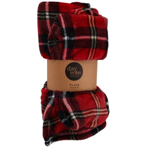 Coperta natalizia in poliestere tartan per decorazioni natalizie -Beige / 125 x 150 cm