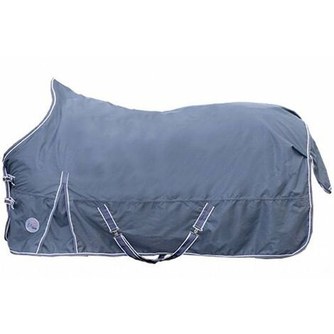 Coperta paddock impermeabile con collo alto interno pile e tessuto esterno 600 denari modello Starter: 165 cm, Blu scuro