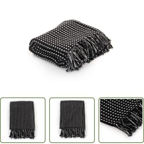 Coperta per divano -  Copriletto in Cotone a Quadri 125x150 cm Nero