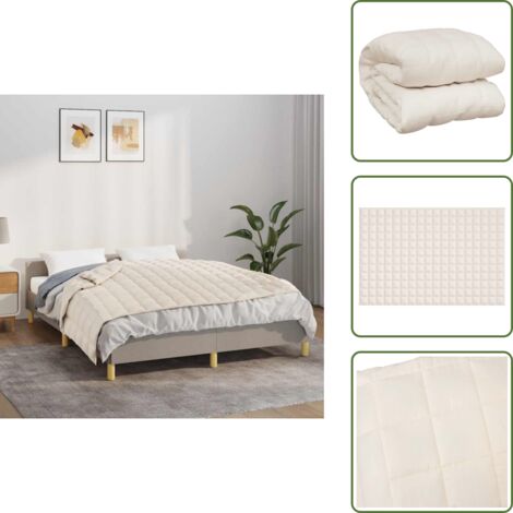 Coperta per il sonno - vidaXL Coperta Ponderata Crema Chiaro 120x180 cm 9 kg Tessuto - Coperta in cotone
