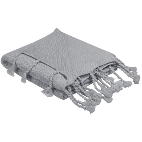 Coperta plaid in cotone grigio 125 x 150 cm Copriletto stile Boho Nazilli