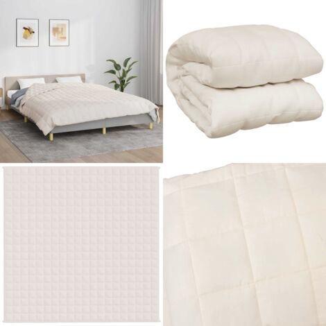 Coperta Ponderata Crema Chiaro 200x200 cm 9 kg Tessuto - Coperta per dormire - Coperta morbida
