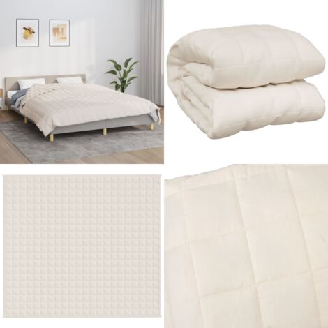 Coperta Ponderata Crema Chiaro 200x220 cm 9 kg Tessuto - Sonno notturno - Pressione morbida