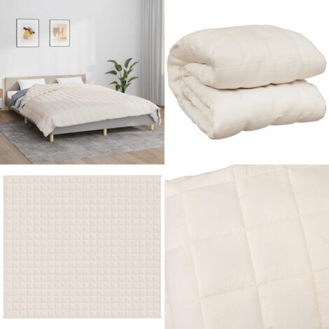 Coperta Ponderata Crema Chiaro 200x225 cm 9 kg Tessuto - Coperta per dormire - Coperta morbida