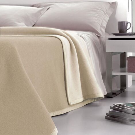 Coperta Pura Lana 1 Piazza e Mezzo Dobleface 450gr Cober Double Beige