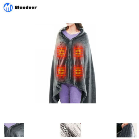 Coperta riscaldata wireless, coperta riscaldata portatile USB con 3 impostazioni di temperatura, poncho riscaldato elettrico lavabile, 150 x 85 cm
