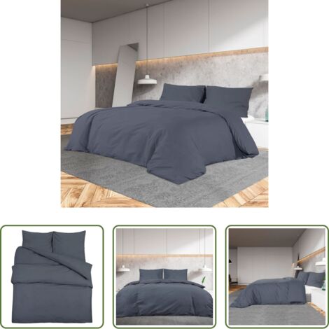 Coperta -  Set Copripiumino Antracite 135x200 cm in Cotone