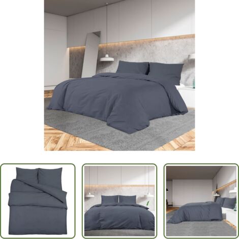 Coperta -  Set Copripiumino Antracite 155x220 cm in Cotone