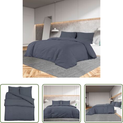 Coperta -  Set Copripiumino Antracite 240x220 cm in Cotone