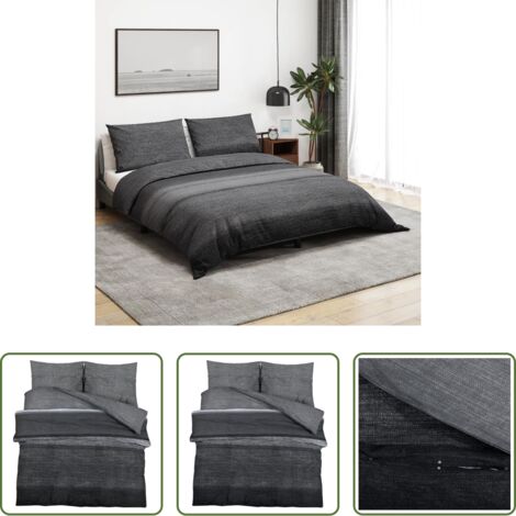 Coperta -  Set Copripiumino Grigio Scuro 260x220 cm in Cotone