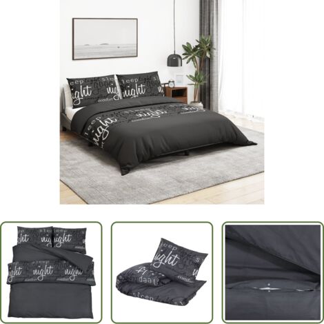 Coperta -  Set Copripiumino Nero 155x220 cm in Cotone