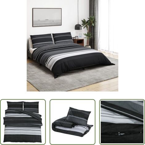Coperta -  Set Copripiumino Nero e Bianco 140x200 cm in Cotone
