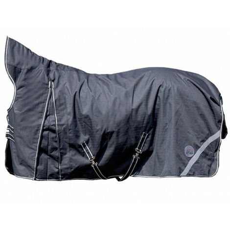 Coperta da paddock collo alto tessuto esterno 1200 denari e rivestimento liscio e strisce riflettenti modello Innsbruck : 165 cm, Nero