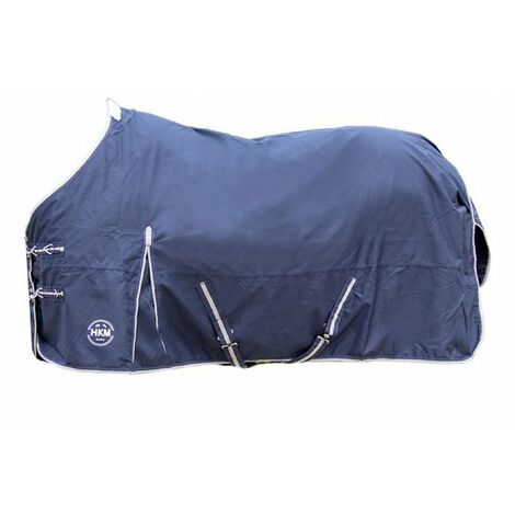 Coperta da paddock impermeabile con collo in tessuto esterno 600 denari sporcorepellente e resistente modello Eco Light Summer: 145 cm, Blu Scuro (6900)
