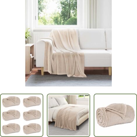 Coperte da pile -  Coperte da Pile 6 pcs Beige 130 x 150 cm Panno