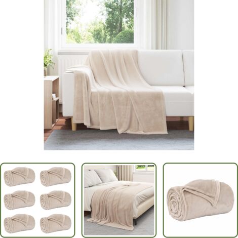 Coperte da pile -  Coperte da Pile 6 pcs Beige 150 x 200 cm Panno