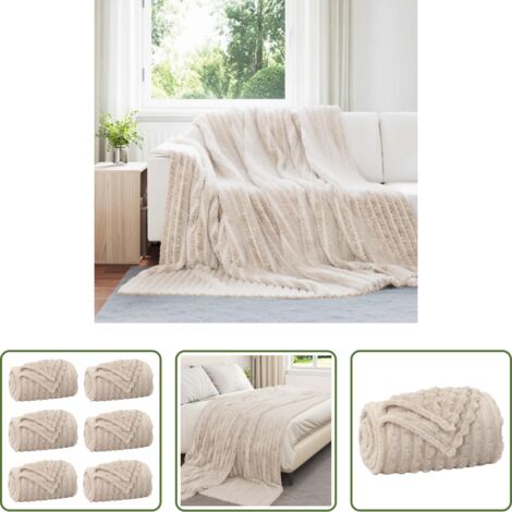 Coperte da pile -  Coperte da Pile 6 pcs Beige 240 x 220 cm Panno