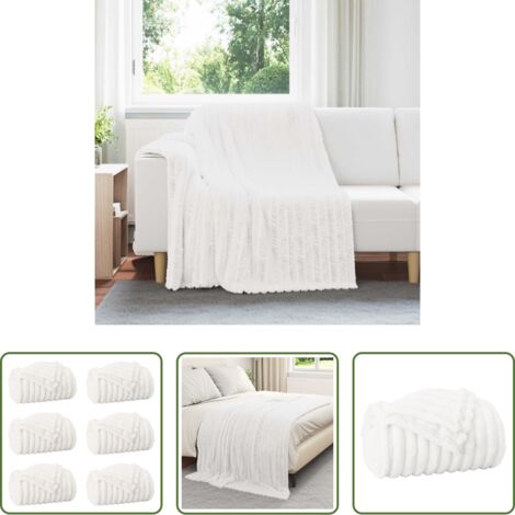 Coperte da pile -  Coperte da Pile 6 pcs Bianco 200 x 150 cm Panno
