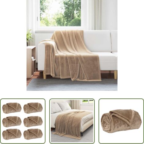 Coperte da pile - Coperte da Pile 6 pcs Cammello 150 x 200 cm Panno