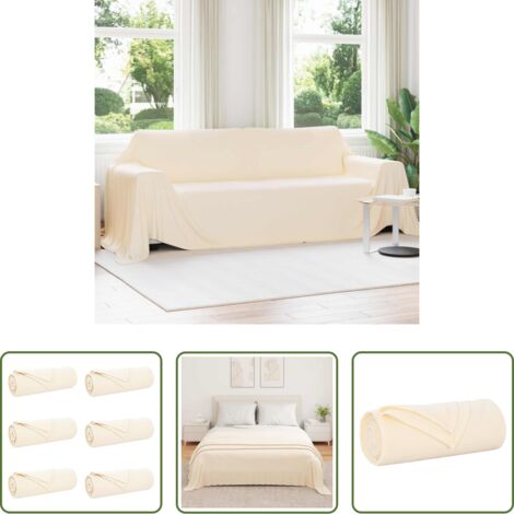 Coperte da pile -  Coperte da Pile 6 pcs Crema 350 x 270 cm Panno