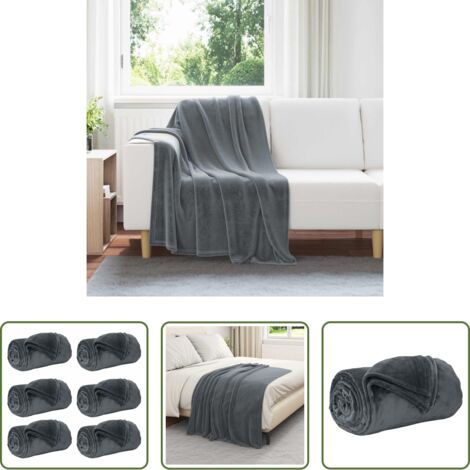 Coperte da pile -  Coperte da Pile 6 pcs Grigio scuro 130 x 150 cm Panno