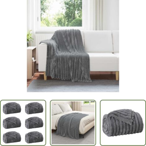 Coperte da pile -  Coperte da Pile 6 pcs Grigio scuro 150 x 130 cm Panno
