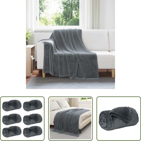 Coperte da pile -  Coperte da Pile 6 pcs Grigio scuro 150 x 200 cm Panno