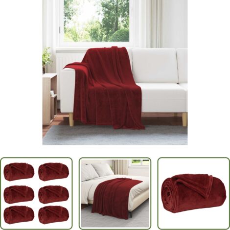 Coperte da pile -  Coperte da Pile 6 pcs Rosso Bordeaux 130 x 150 cm Panno