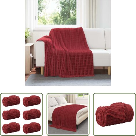 Coperte da pile -  Coperte da Pile 6 pcs Rosso Bordeaux 200 x 150 cm Panno