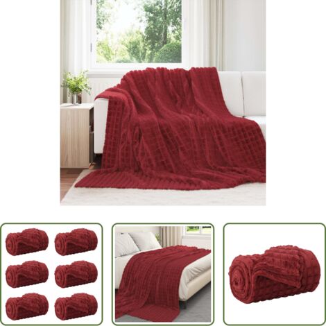 Coperte da pile -  Coperte da Pile 6 pcs Rosso Bordeaux 240 x 220 cm Panno