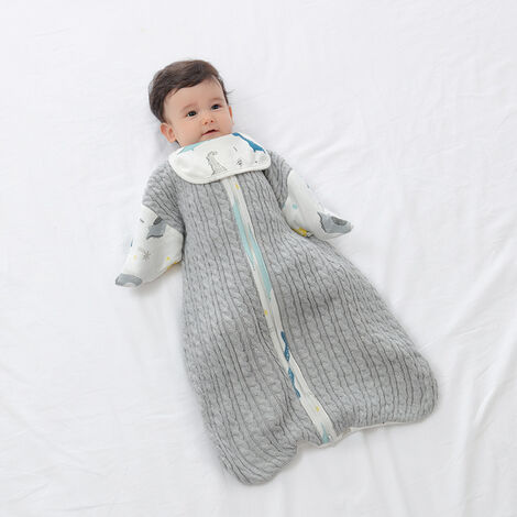 sacco a pelo Coperta Omeny per neonato in lana lavorata a maglia grigio 